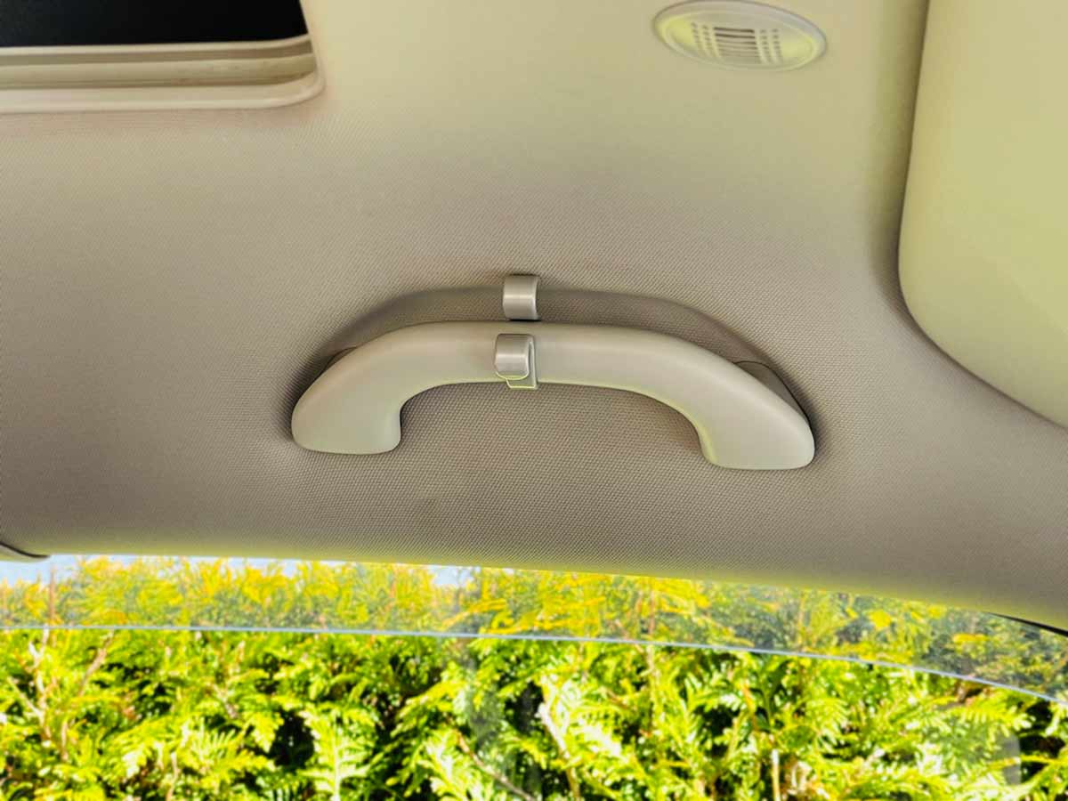 Ein Kleiderhaken Busstoff® GRIFFIG am Haltegriff im VW Bus T6 Ein Kleiderhaken Busstoff® GRIFFIG am Haltegriff im VW Bus T6