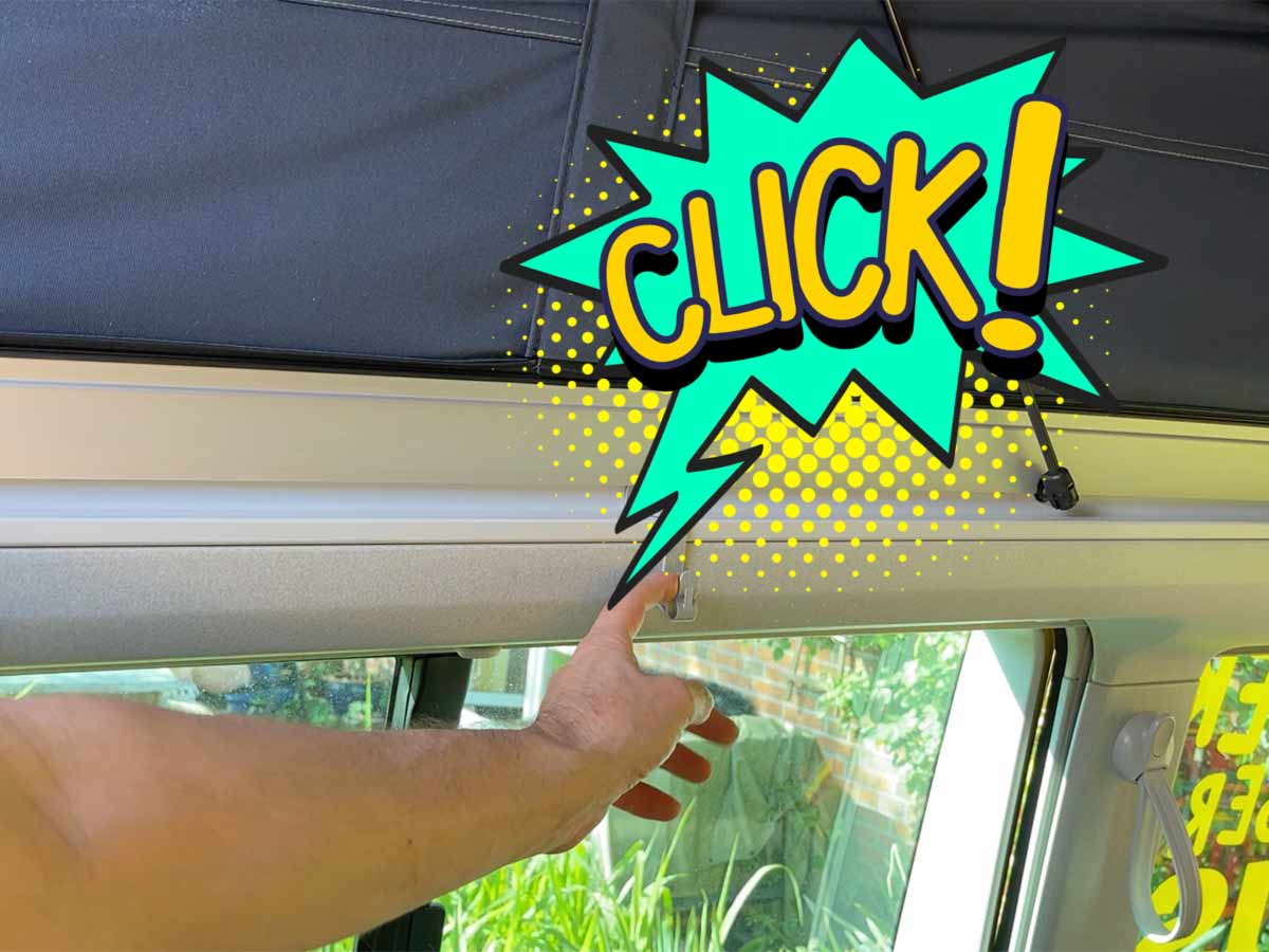 Simply click in. Firm. The Busstoff® Calihaken ABHÄNG.