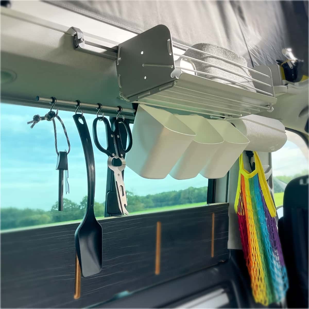 VANRAIL DIY shelf with kitchen railing and cooking utensils